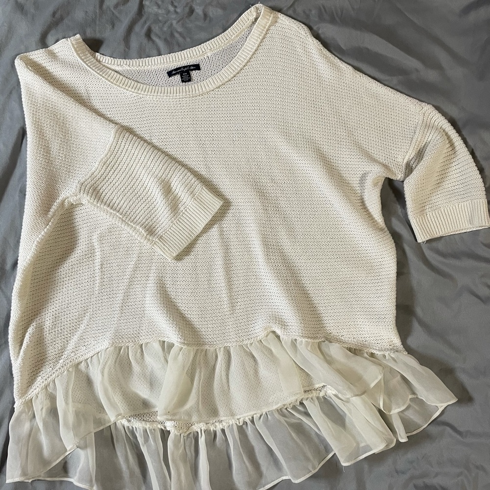 Knit white American eagle top